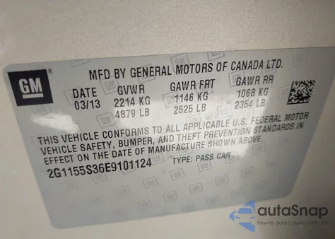 2014 Chevrolet Impala 2Lz z USA, uszkodzony, nr VIN 2G1155S36E9101124